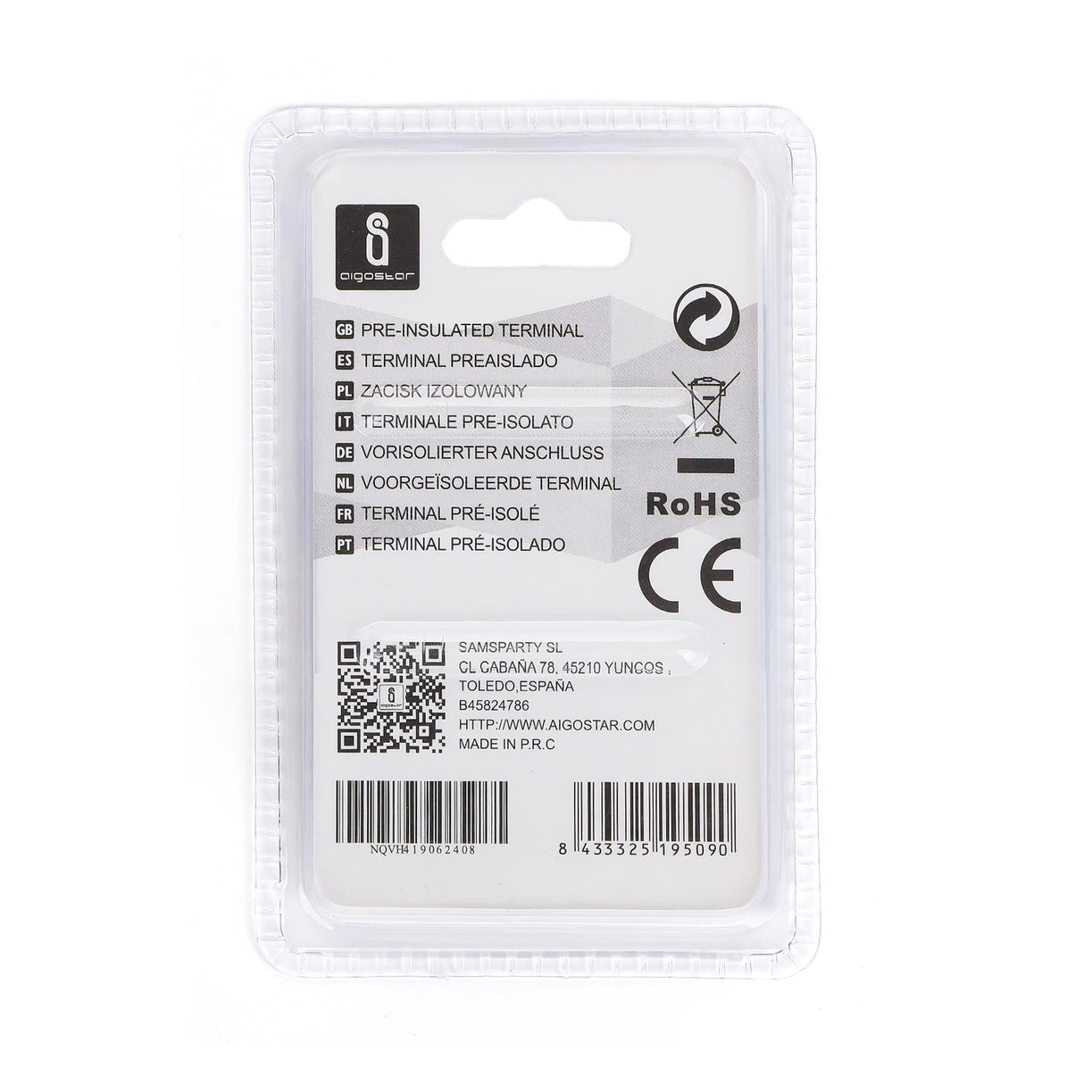 Stoß-/Schrumpfverbinder, isoliert, 15 Stk., 5,5 mm², 26 x 3,4 x 3,4 mm, blau.