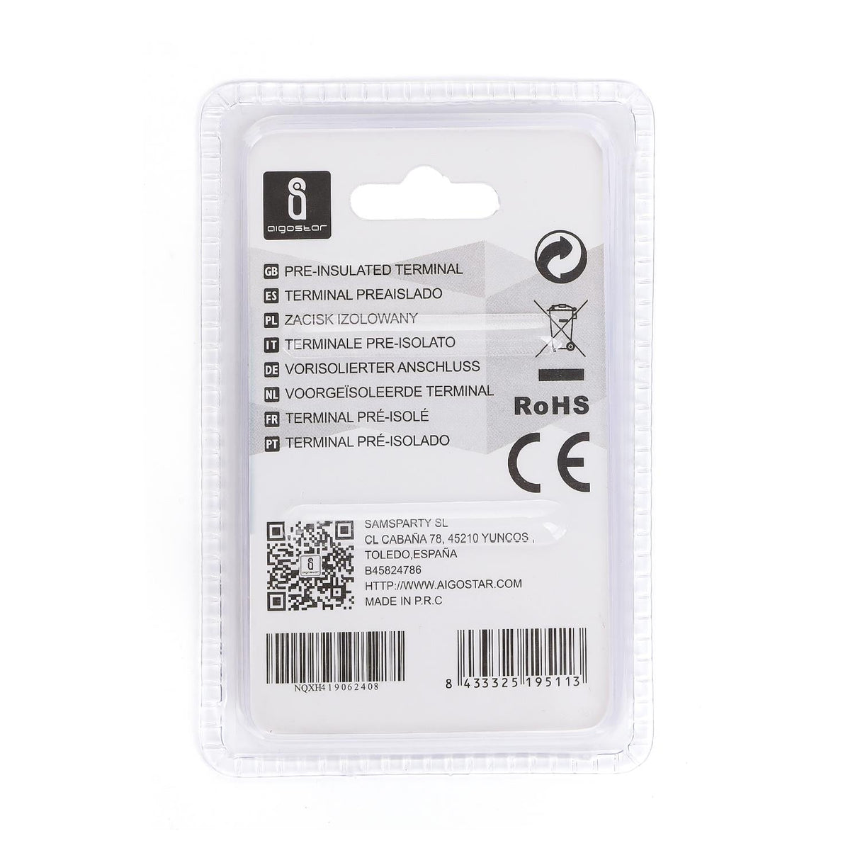 Stoß-/Schrumpfverbinder, isoliert, 15 Stk., 5,5 mm², 26 x 3,4 x 3,4 mm, rot.