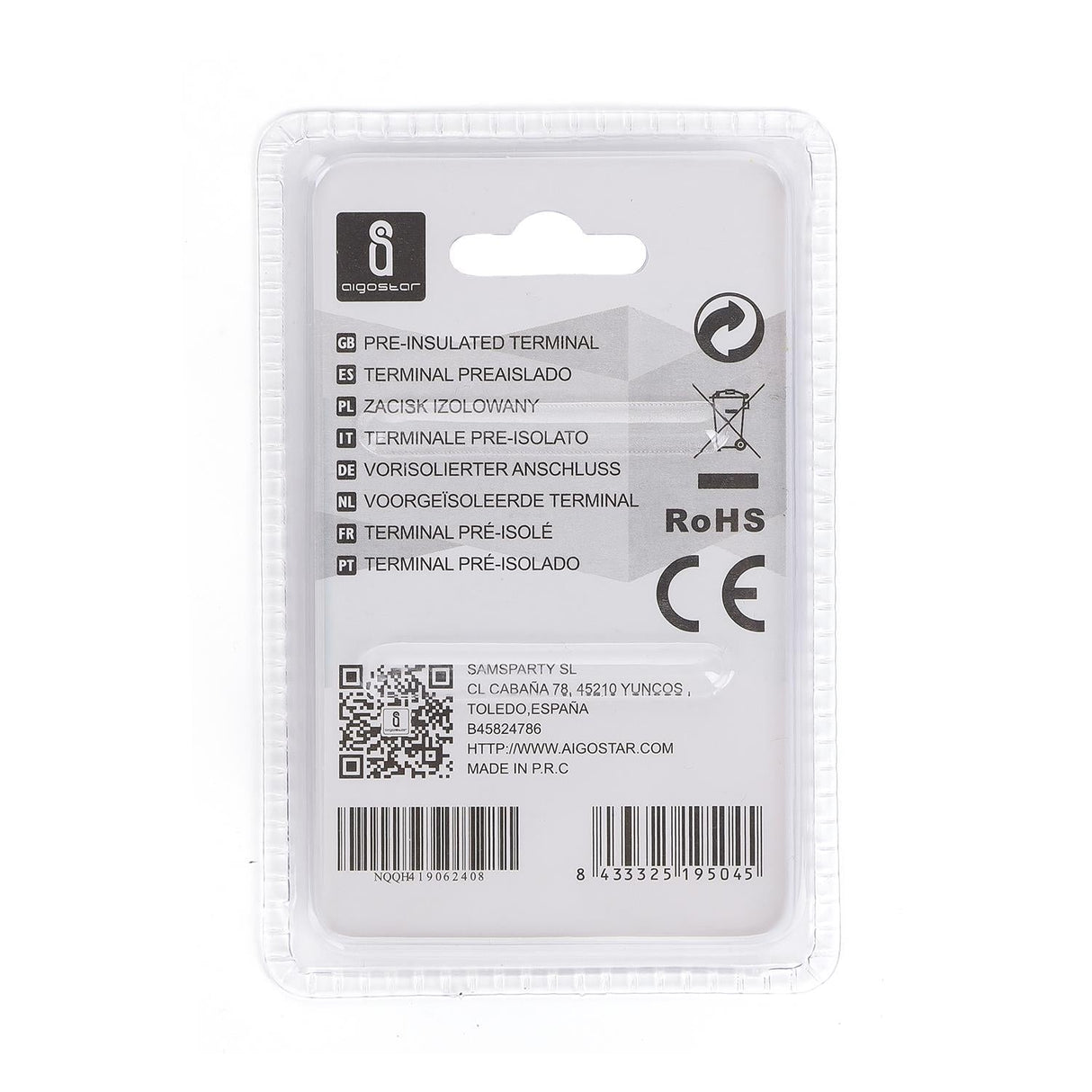 Stoß-/Schrumpfverbinder, isoliert, 20 Stk., 1,25 mm², 26 x 1,7 x 1,7 mm, gelb.