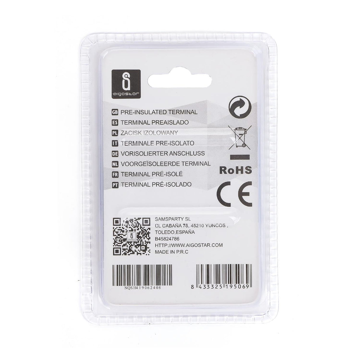 Stoß-/Schrumpfverbinder, isoliert, 20 Stk., 2 mm², 26 x 2,3 x 2,3 mm, blau.