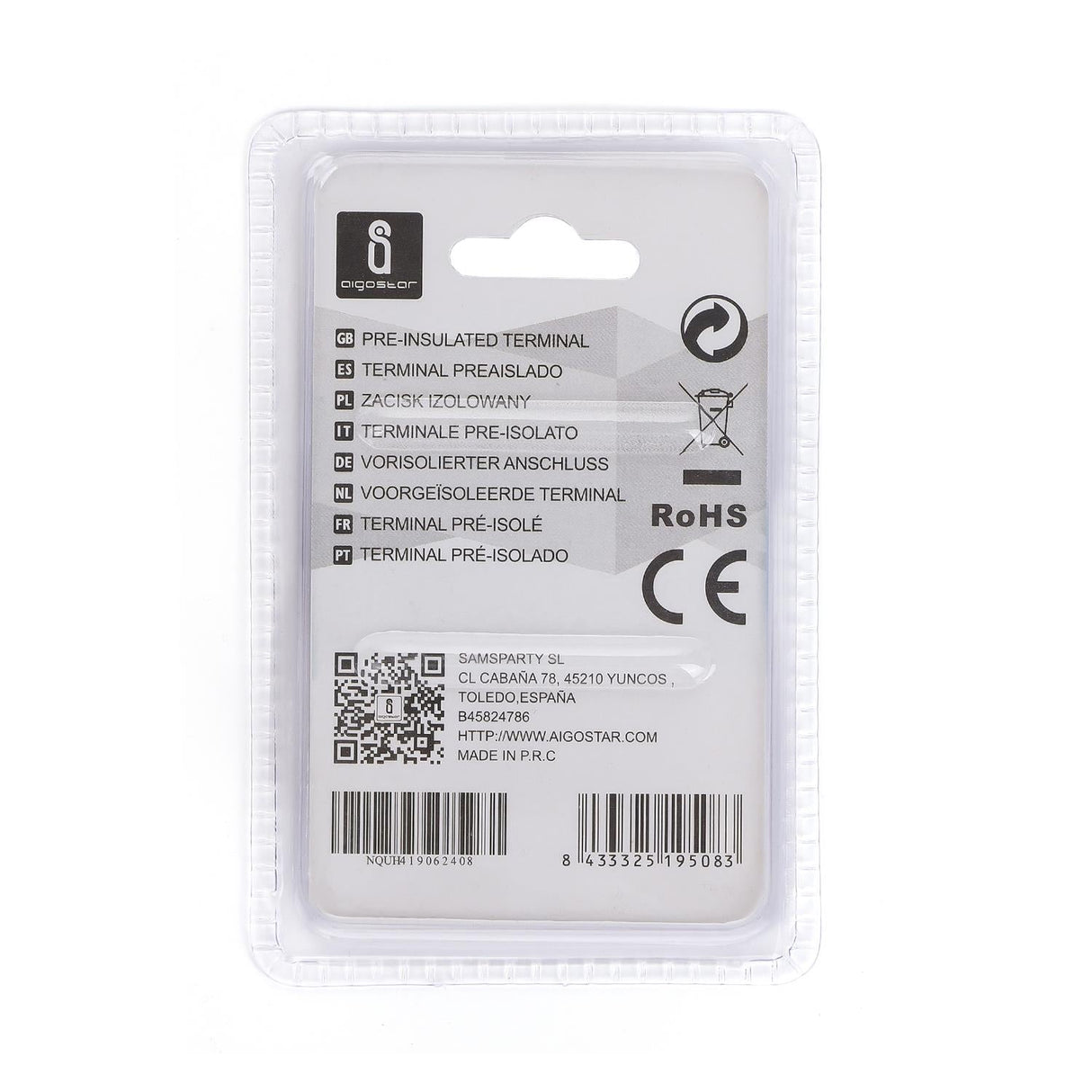 Stoß-/Schrumpfverbinder, isoliert, 20 Stk., 2 mm², 26 x 2,3 x 2,3 mm, rot.