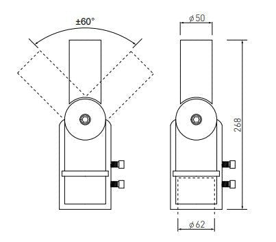 Straßenleuchtenhalterung Adapter, 50 mm, grau.