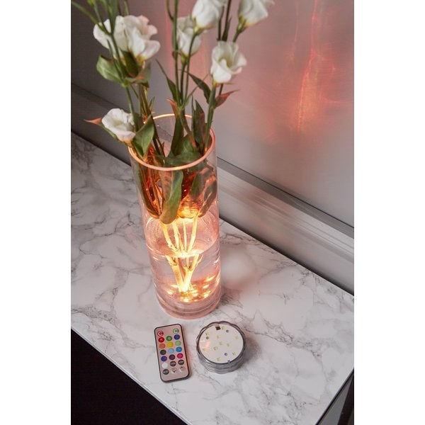 Stylische RGB LED Tauchlampe für Vasen mit Fernbedienung.