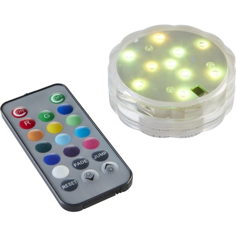 Stylische RGB LED Tauchlampe für Vasen mit Fernbedienung.