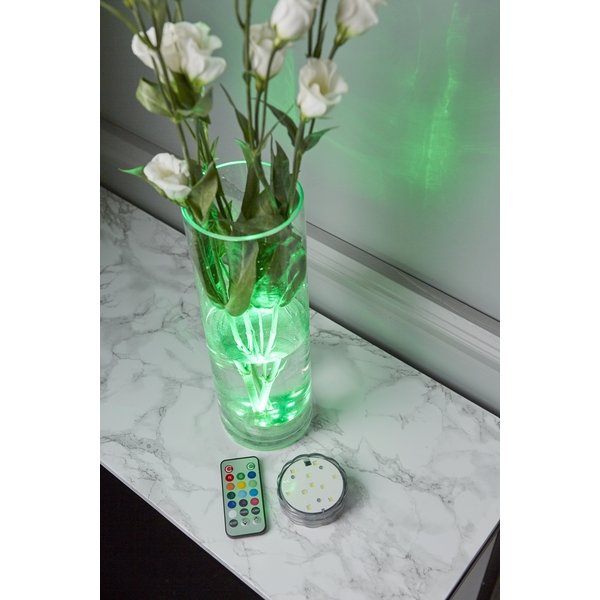 Stylische RGB LED Tauchlampe für Vasen mit Fernbedienung.