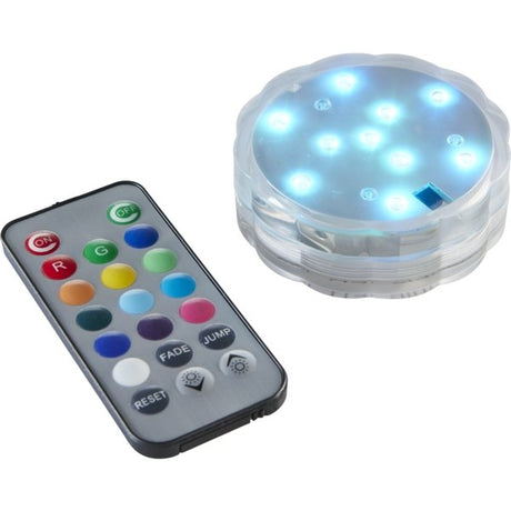 Stylische RGB LED Tauchlampe für Vasen mit Fernbedienung.