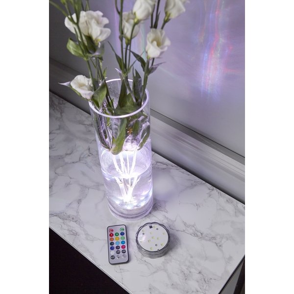 Stylische RGB LED Tauchlampe für Vasen mit Fernbedienung.