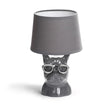Stylische Tischlampe mit grauer Bulldogge aus Keramik und grauem Stoffschirm  Lichttechnik24.de.