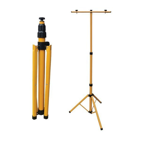 Teleskopstativ für LED Baustrahler, stufenlos höhenverstellbar, 64-157x64x64cm, gelb.