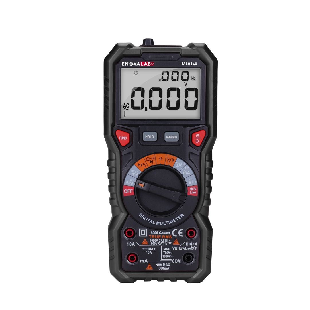 TrueRMS Digital-Multimeter mit Dual LCD Display und Buchsenbeleuchtung, 6.000 Counts.