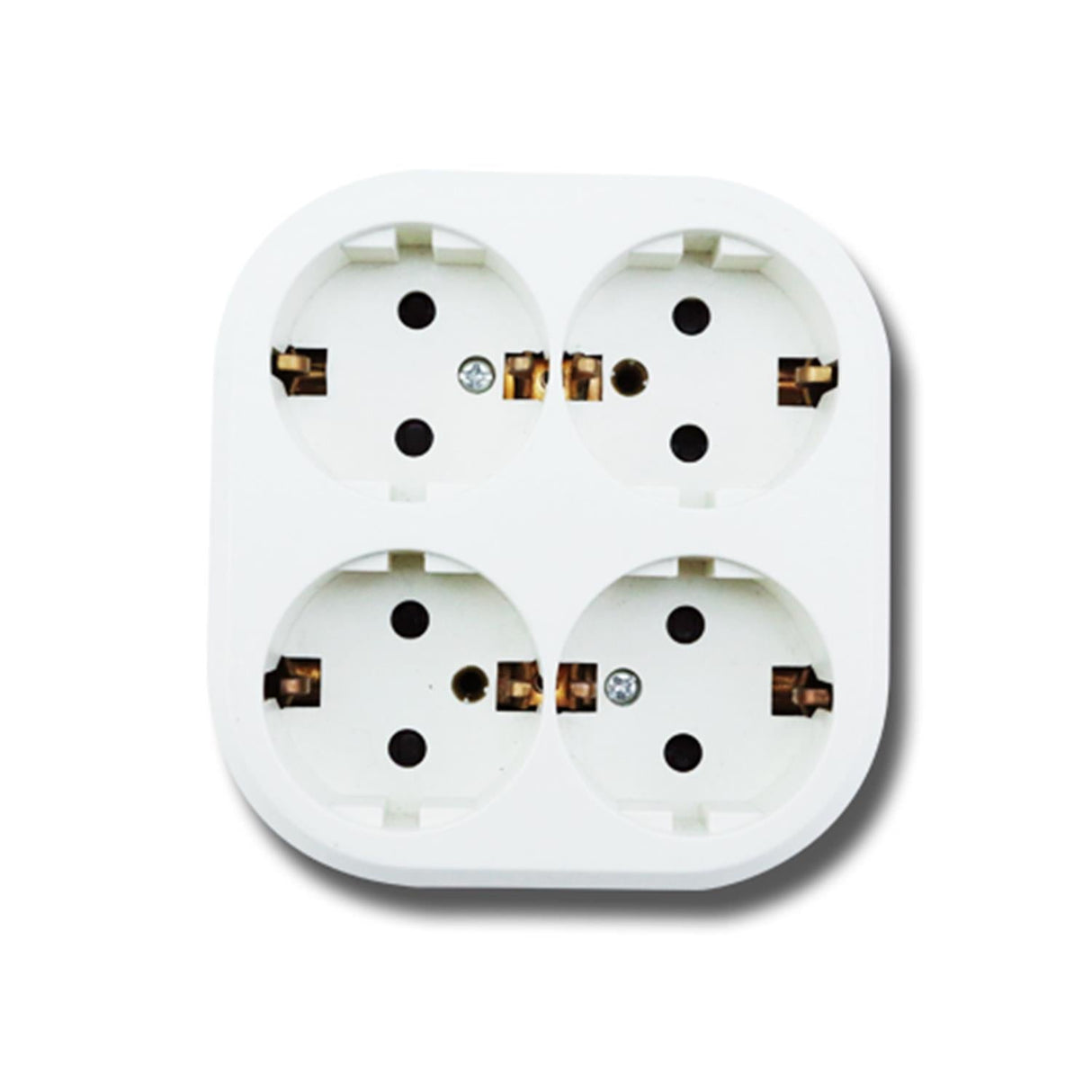 Vierfach-Schutzkontakt-Steckdose, 16 A, 250 V, weiß, AP.