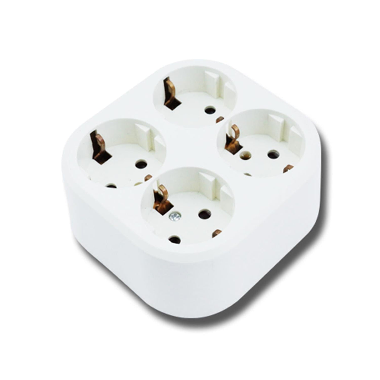 Vierfach-Schutzkontakt-Steckdose, 16 A, 250 V, weiß, AP.