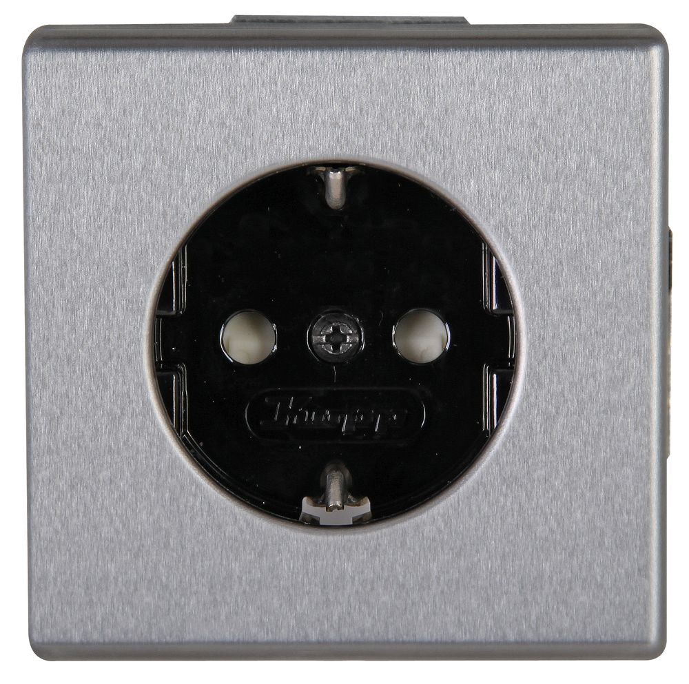 VISION, Schutzkontakt-Steckdose, erhöthter Berührungsschutz, UP, stahlgrau.