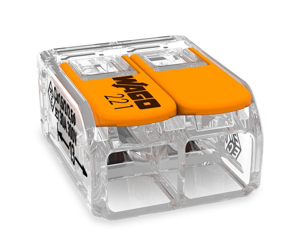 WAGO 221-612, 2-Leiter-Klemme, Leiteranschluss von 0,5 bis 6 mm², 32A, 400V.