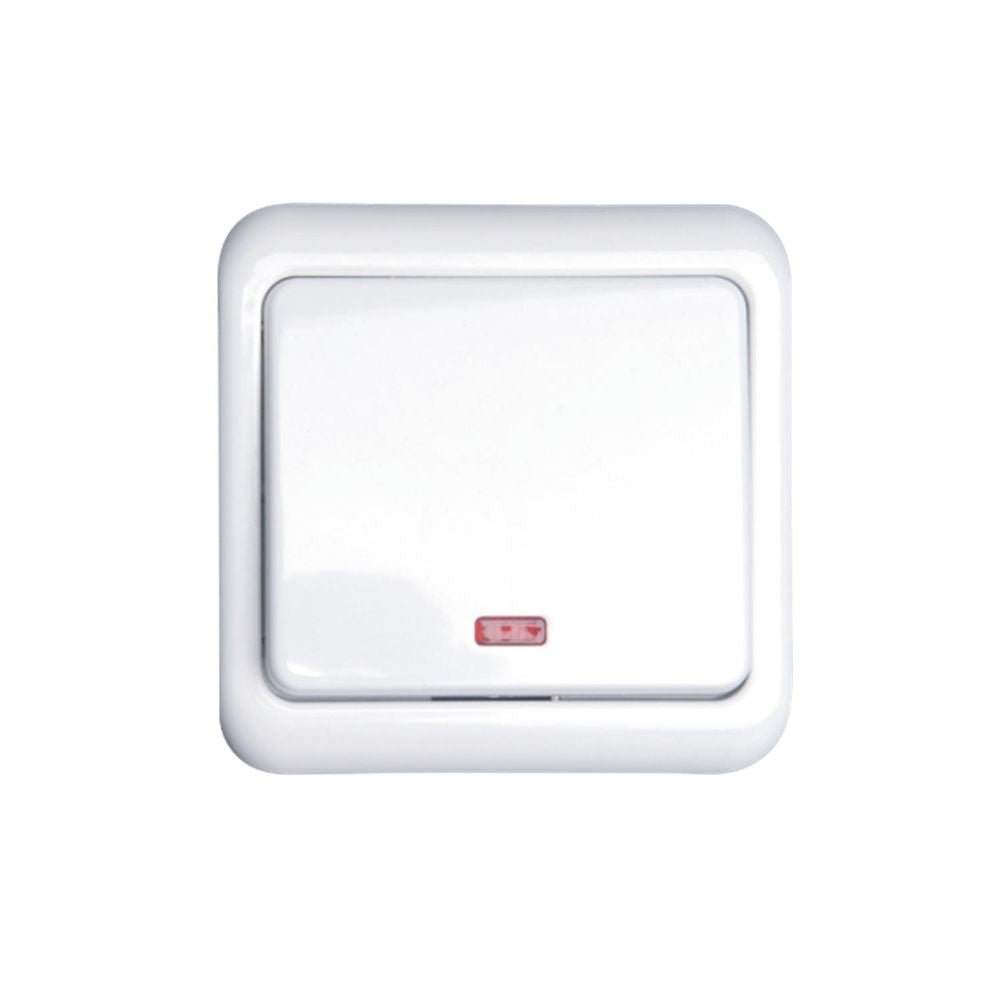 Wechselschalter mit Kontrollleuchte, UP, 10 A, 250 V, weiß.