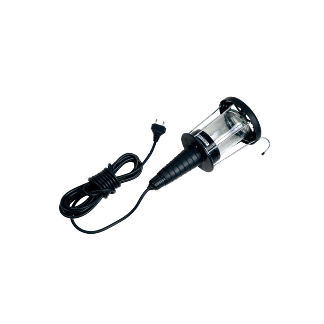 Werkstattleuchte E27 zum hängen, gummiert mit 5 m Kabel.