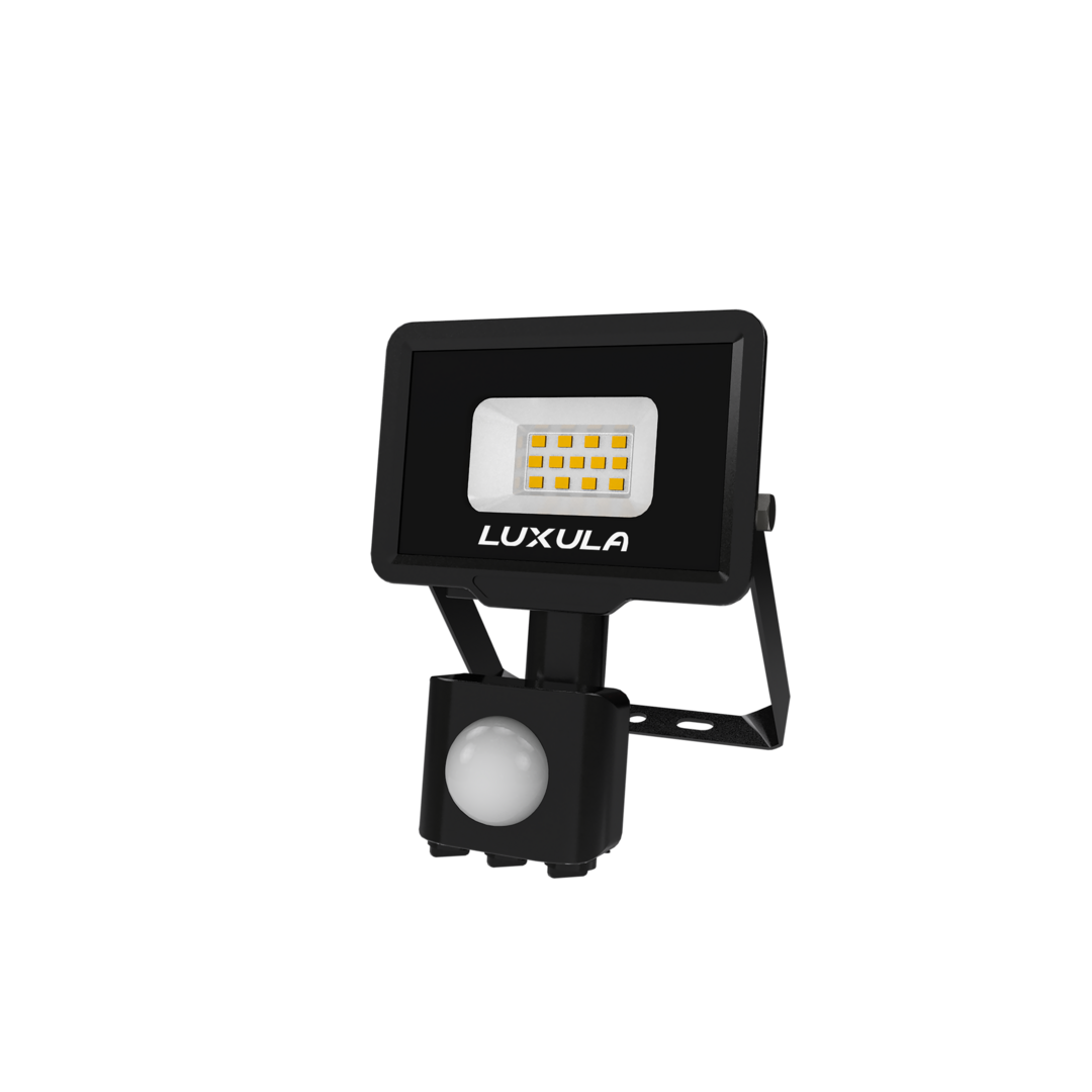 LED-Fluter mit Bewegungsmelder, 10 W, 3000 K (warmweiß), 1000 lm, schwarz, IP65, TÜV-geprüft