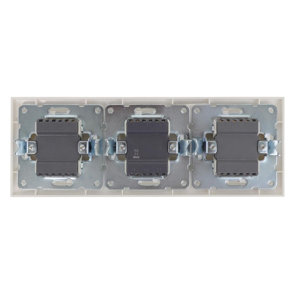 Wechselschalterkombination Zweifachwippe und 2 x Schalter, 10 A, 250 V, weiß