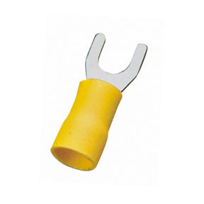 Gabel-Kabelschuhe, isoliert, 20 Stk., 1,25 - 4 mm², 21,7 x 6,4 x 4,3 mm, gelb.