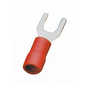 Gabel-Kabelschuhe, isoliert, 20 Stk., 1,25 - 4 mm², 21,7 x 6,4 x 4,3 mm, rot.