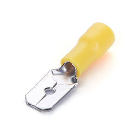 Flachsteckhülse, isoliert, 20 Stk., MDD 2 - 250 mm, 21 x 6,35 x 4,3 mm, gelb.