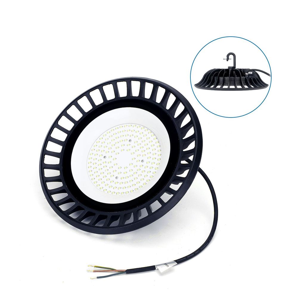 LED-UFO-HighBay-Leuchte, 100 W, 9000 lm, 6500 K, IP65.