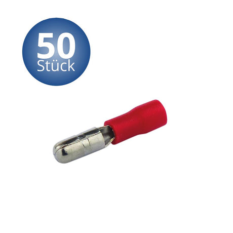 Rundstecker 0.5-1.5 mm 50 Stück rot in Plastikbox