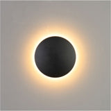 Runde LED Wandleuchte, 12 W, IP65, 1200 lm, 3000 K, schwarz.
