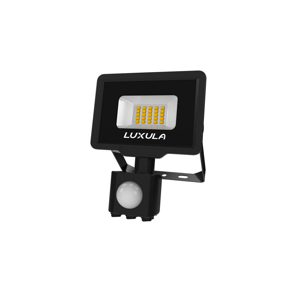 LED-Fluter mit Bewegungsmelder, 20 W, 3000 K (warmweiß), 2000 lm, schwarz, IP65, TÜV-geprüft