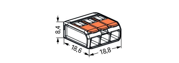 WAGO 221-413, 3-Leiter-Klemme, Leiteranschluss von 0,14 bis 4 mm², 32A, 400V