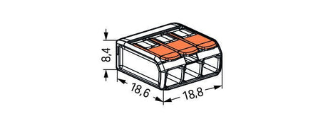 WAGO 221-413, 3-Leiter-Klemme, Leiteranschluss von 0,14 bis 4 mm², 32A, 400V