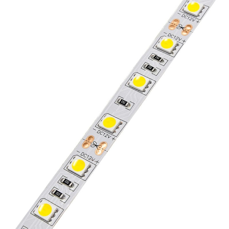 LED-Streifen, 72W, 12V, warmweiß, 60 LEDs/m, 5m, 10mm.
