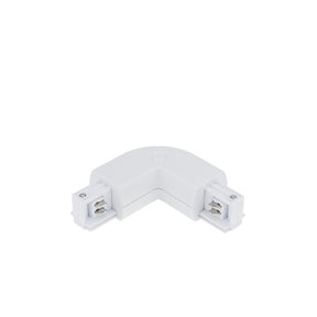 Eckverbinder mit Einspeisung für 3-Phasen-Schiene, L-Form, weiß.