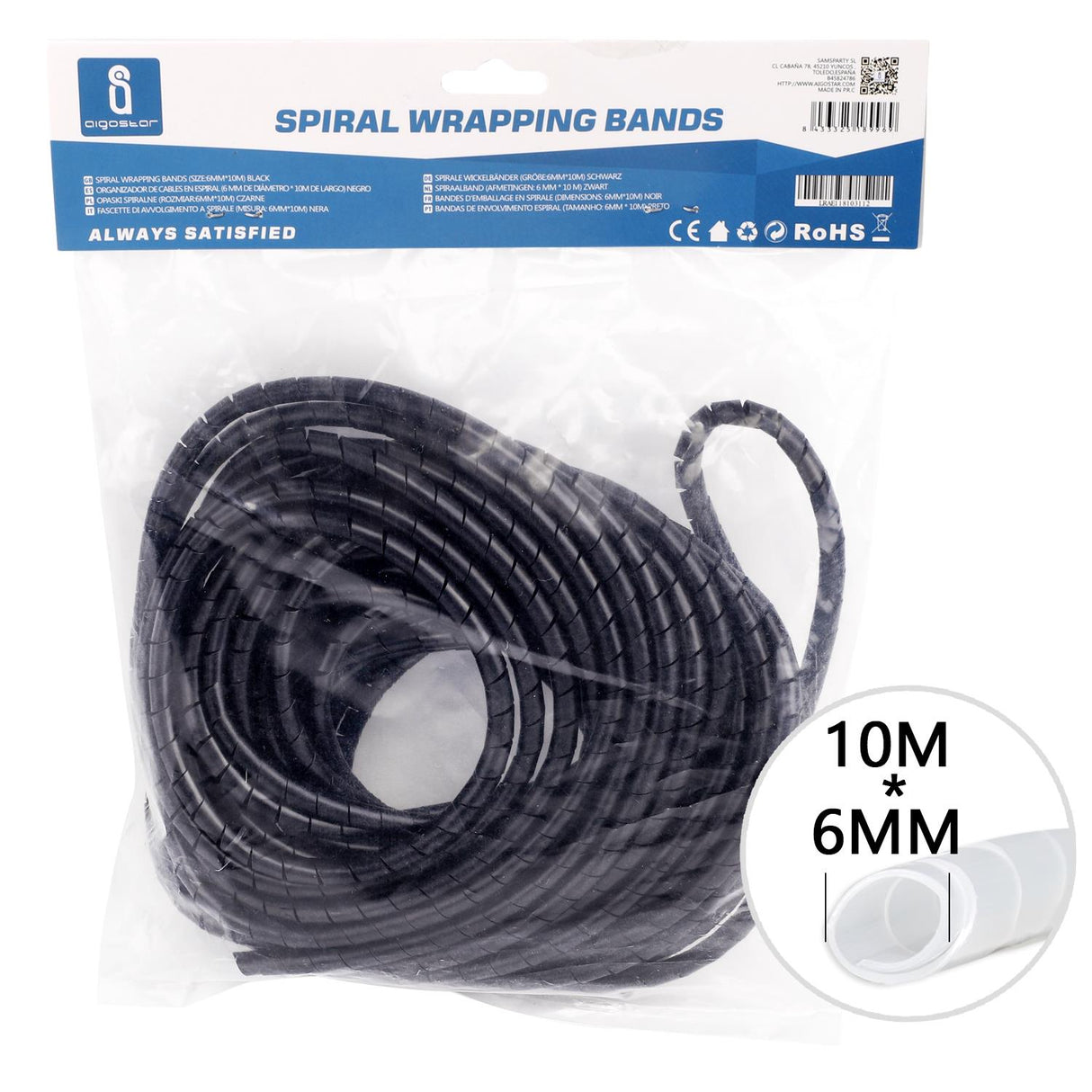 Spiralband, Ø 6 mm, 10 m, schwarz