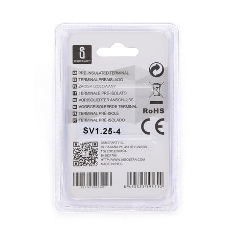 Gabel-Kabelschuhe, isoliert, 20 Stk., 1,25 - 4 mm², 21,7 x 6,4 x 4,3 mm, schwarz.