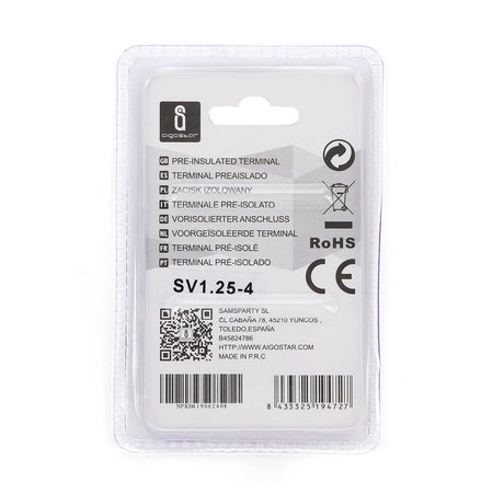 Gabel-Kabelschuhe, isoliert, 20 Stk., 1,25 - 4 mm², 21,7 x 6,4 x 4,3 mm, gelb.