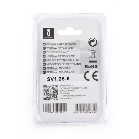Gabel-Kabelschuhe, isoliert, 20 Stk., 1,25 - 6 mm², 21,2 x 9,5 x 4,3 mm, schwarz.