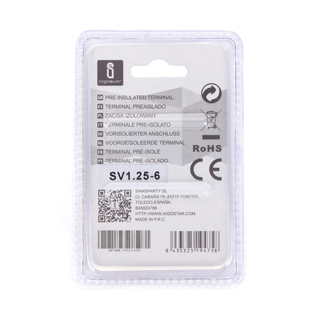 Gabel-Kabelschuhe, isoliert, 20 Stk., 1,25 - 6 mm², 21,2 x 9,5 x 4,3 mm, schwarz.