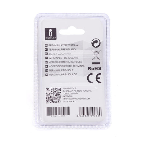 Gabel-Kabelschuhe, isoliert, 20 Stk., 2 - 6 mm², 21,7 x 10,5 x 4,9 mm, gelb.