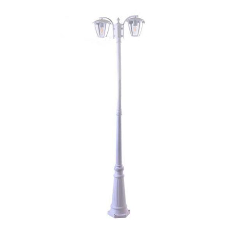 Stehleuchte, 2m, mattweiß, für 2x E27 Leuchtmittel.