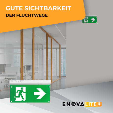 LED-Fluchtwegleuchte 5in1, Notausgang mit Notstromeinheit, TEST-Funktion, Decken- und Wandmontage, Ein- und Aufbau.