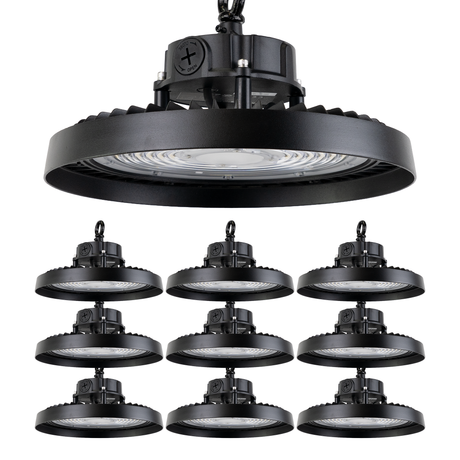 LED-Hallenstrahler, UFO, Leistung einstellbar, 100/150/200W, 4000 K (neutralweiß), 17000-34000 lm, IP65, LIFUD, 0-10V dimmbar, 3-in-1 Leuchte, hohe Energieeffizienz