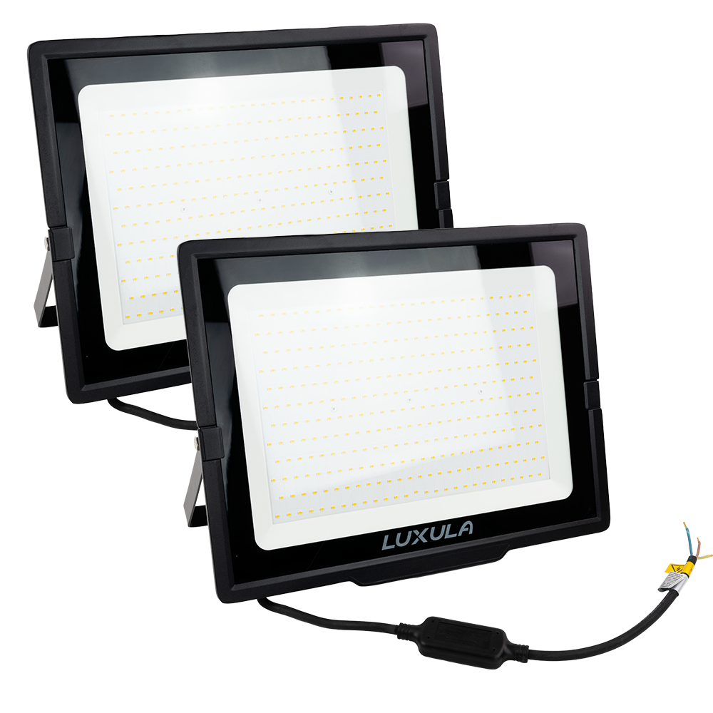 2er Pack LED-Fluter, 300 W, 4000 K (neutralweiß), 30000 lm, schwarz, IP65