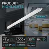 LED Feuchtraumleuchte, 150 cm, 48 W, 5760 lm, 4000 K (neutralweiß), IP65, IK06, durchschleifbar, mit Quick Connector