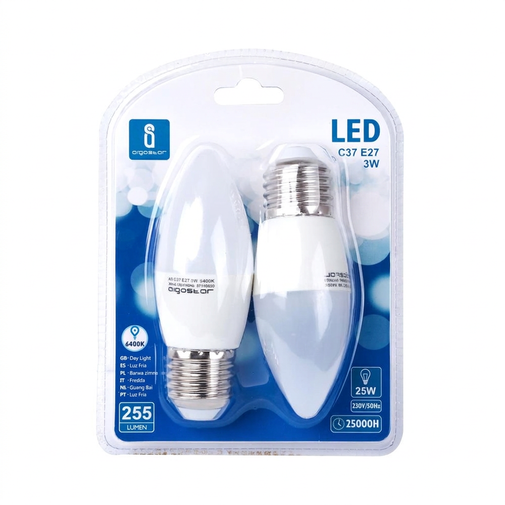LED Leuchtmittel, E27, 3 W, 255 lm, 6500 K, 2er