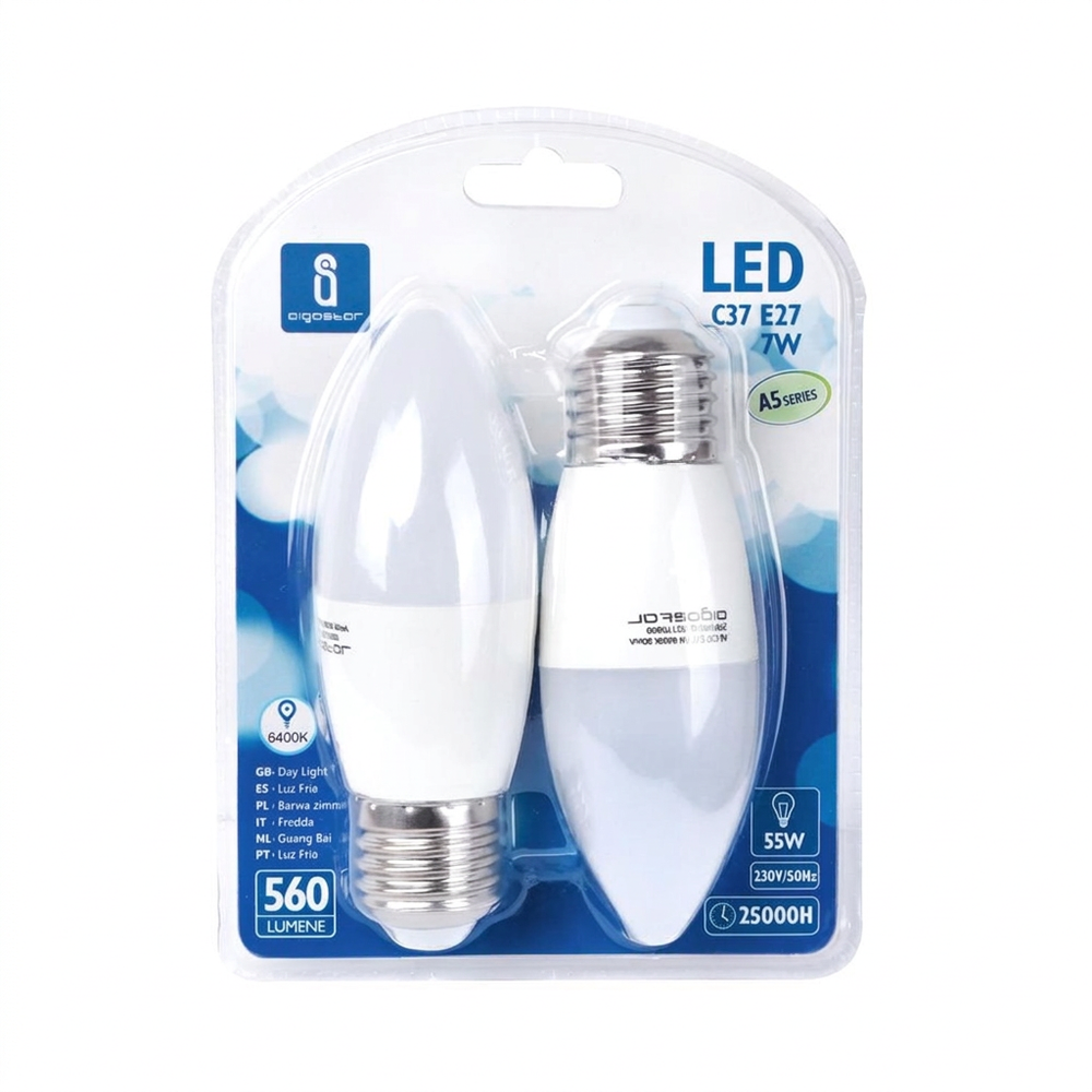 LED Leuchtmittel, E27, 7 W, 620 lm, 6500 K, 2er