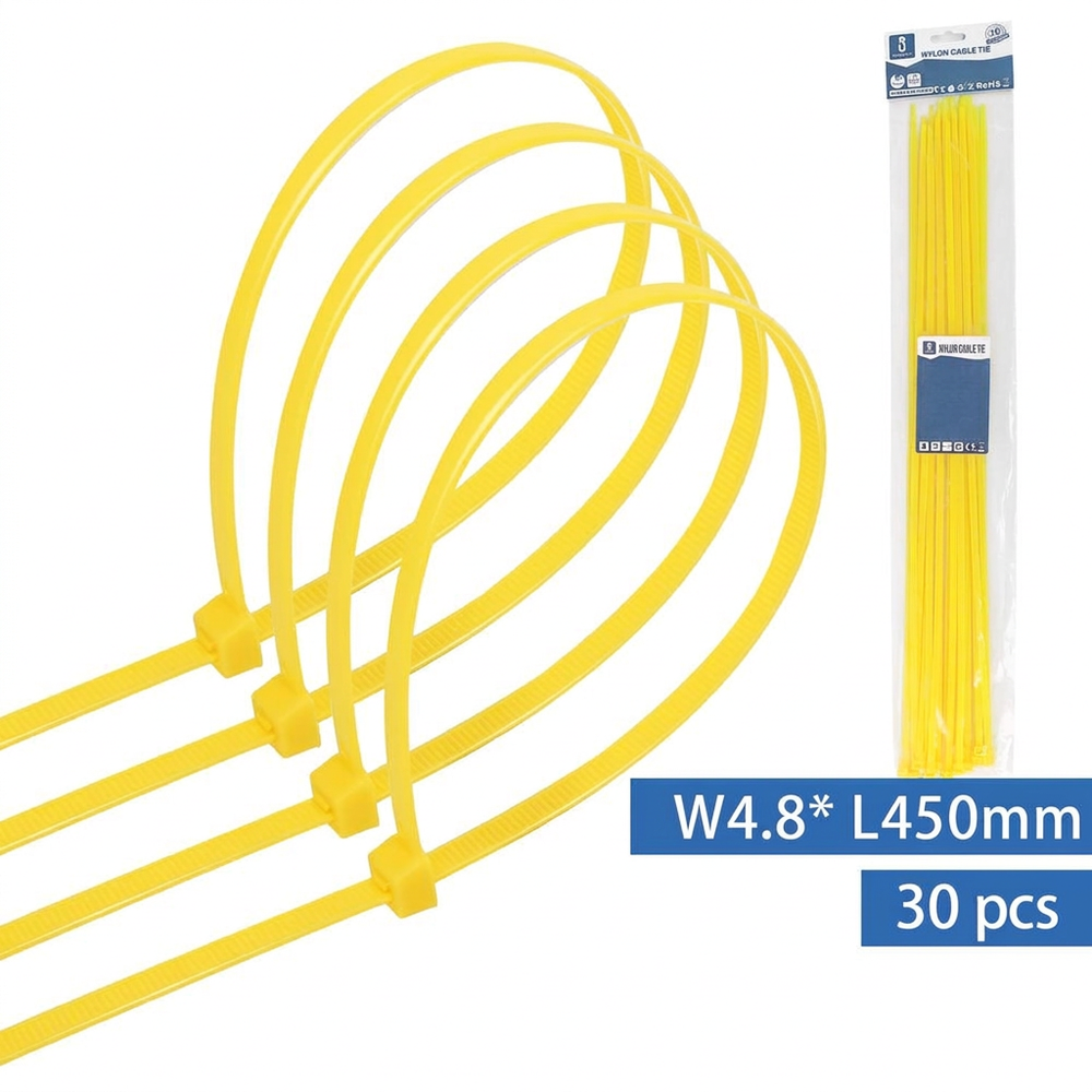 Kabelbinder, 30 Stk., 4,8 x 450 mm, gelb