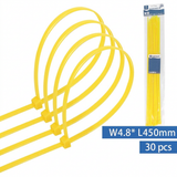 Kabelbinder, 30 Stk., 4,8 x 450 mm, gelb