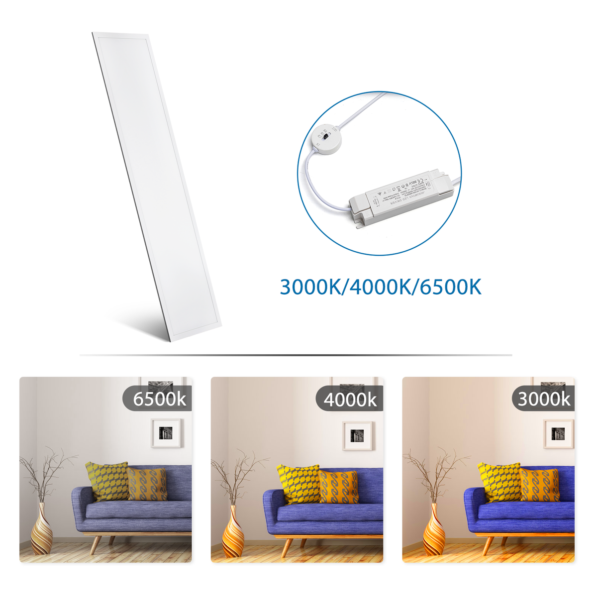 LED-Backlight-Panel CCT, 120x30 cm, 40W, 5200llm, 3000-6500K.
