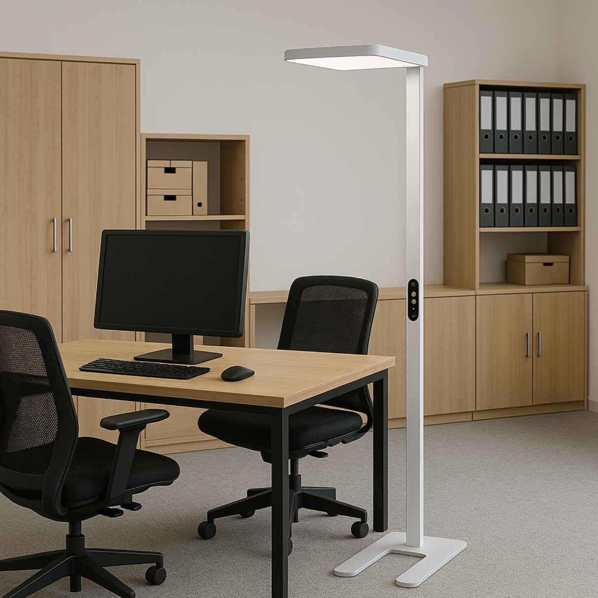 2er Pack LED Büro-Stehleuchte, Up/Down, weiß, 100 W, 7000 lm, 4000 K (neutralweiß), UGR<16, CRI98, dimmbar, RG0, Bridgelux LED, Arbeitsplatzleuchte